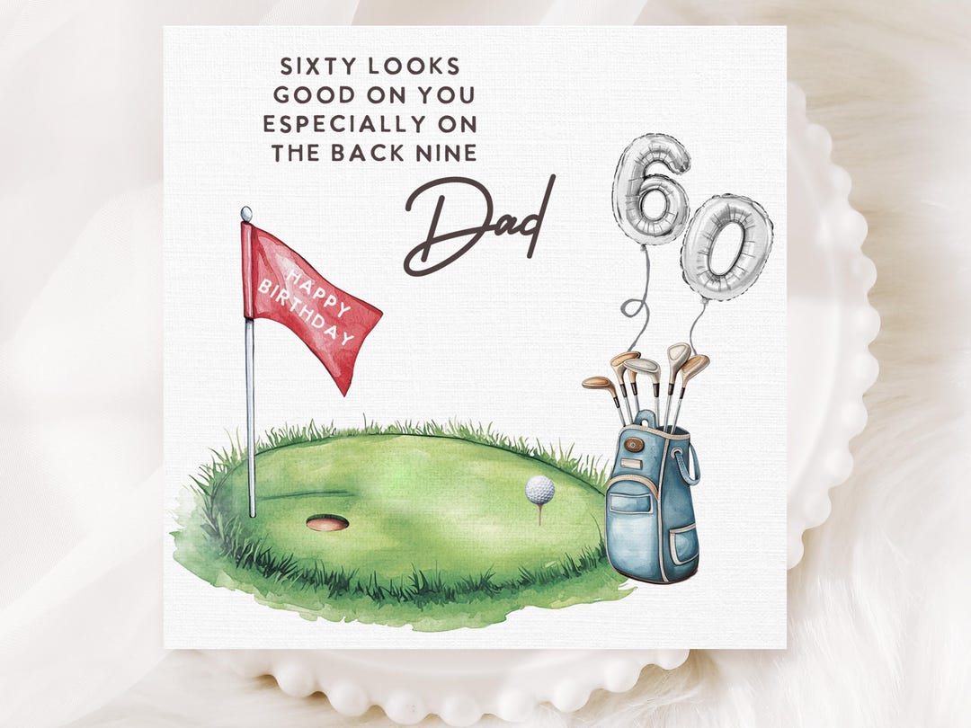 Funny 60th Birthday Card Dad, Golf Birthday Card for Him, Back Nine ...