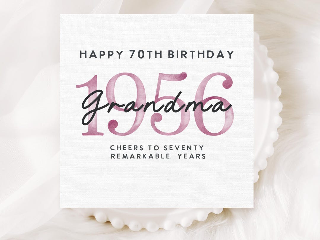 70th Birthday Card for Grandma, Happy 70 Grandma Card, Elegant Seventy ...
