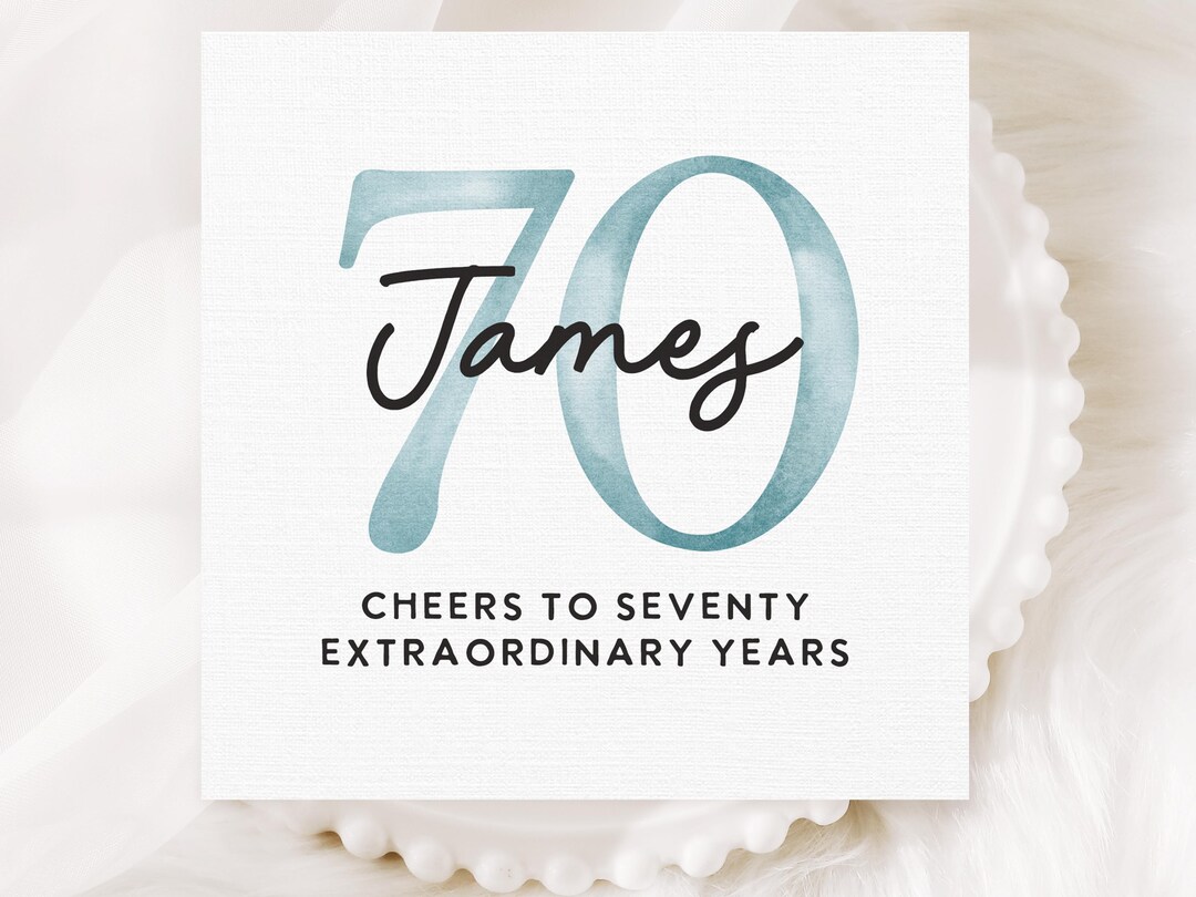Personalized 70th Birthday Card, Custom Name 70 Card for Him or Her ...