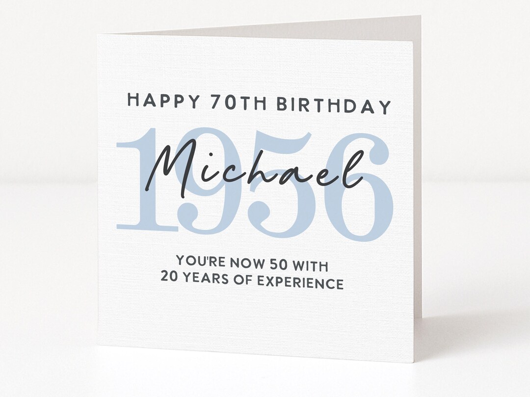 Funny 70th Birthday Card for Him – Personalized 1956 Custom Name Card ...