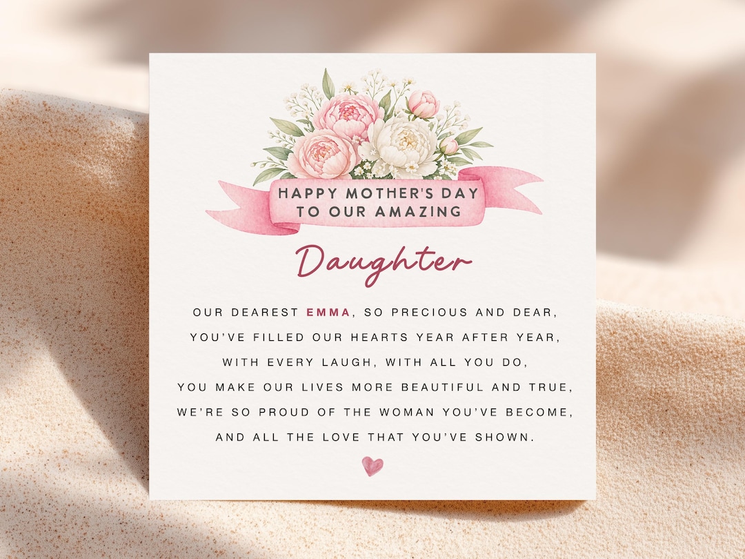 Mother’s Day Card for Daughter From Parents, Personalized Daughter Card ...