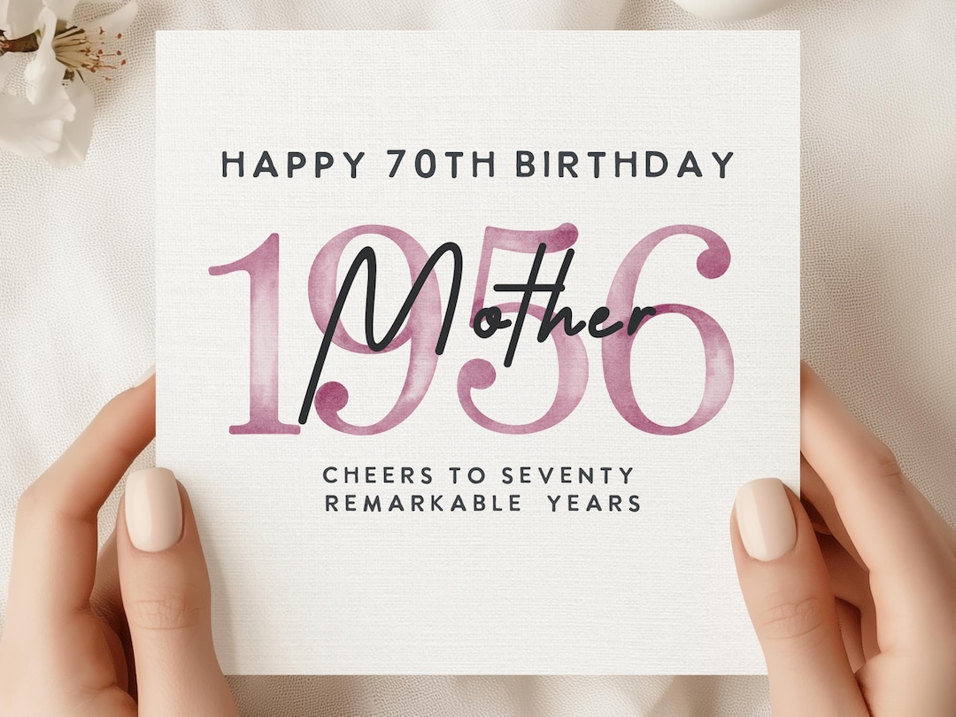70th Birthday Card for Mother Elegant Pink Design, Cheers to Seventy ...
