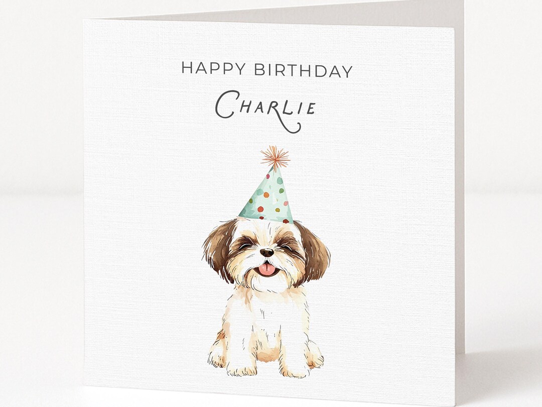 Personalized Dog Birthday Card With Happy Puppy Illustration and Name ...