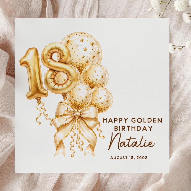 18 Golden Birthday Card - Etsy