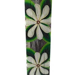 Tiare Flower Painting on Wood Planks 20&quot; X 5&quot; Rustic Wall Decor | #zon03h