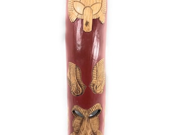 Fijian Tiki Mask w/ Carved Turtle  - 40" Ocean - Wall Decor | #mdr19005100