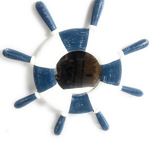 Ship Wheel Mirror 20&quot; - Yellow Rustic Nautical Decor | #ort1700150b