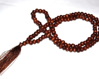Tassel Necklace Buddha Brown Wooden Beads Jewelry | #cik3601br