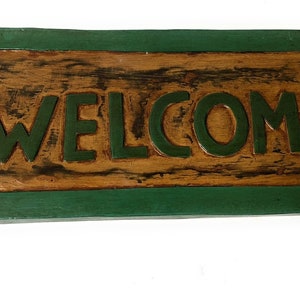 Welcome Sign 16&quot; w/ Palm Trees - Hand Carved/Painted | #bds1202840