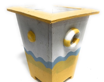 Nautical Trash can 12" - Wooden Vase - Coastal Decor | #ort1702530y