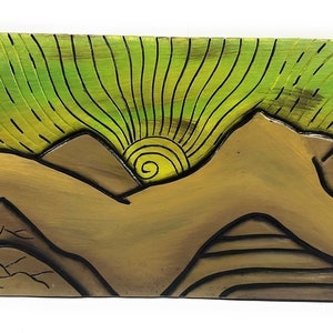 Mokulua&#39;s Goddess, Twin Island 30&quot; X 15&quot; - Primitive Art Wood Panel | #dpt518975