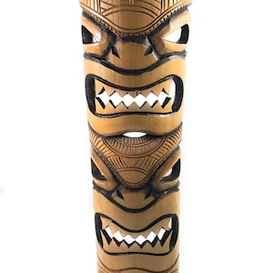 Love & Prosperity Bamboo Tiki Mask 20&quot; - Burnt Finish | #dpt5098