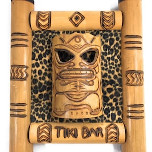Bamboo Tiki Bar Sign 12" w/ Leopard Print - Pop Culture | #bag1501030