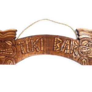 Tiki Sign w/ Hand Carved Tikis 20&quot; - Tiki Bar Decor | #dpt539450