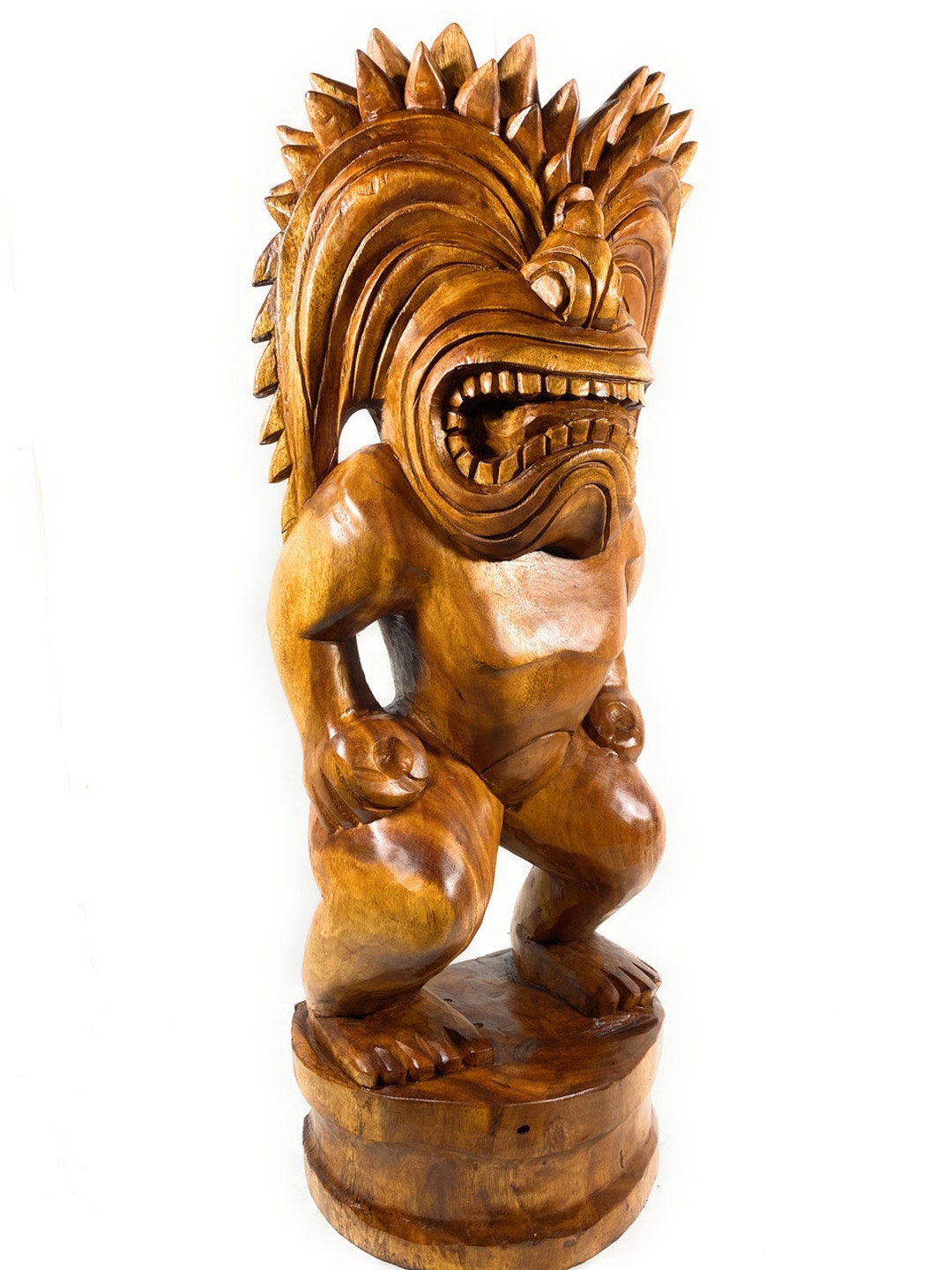 Premium Traditional Ku Tiki 40 Inch - Warrior Hawaii Museum