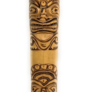 Love & Prosperity Tiger Bamboo Tiki Totem Pole 36" | #bag1501490