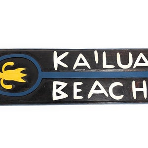 Kailua Beach Wooden Surf Sign w/ Honu 40&quot; - Island Decor | #snd25014100