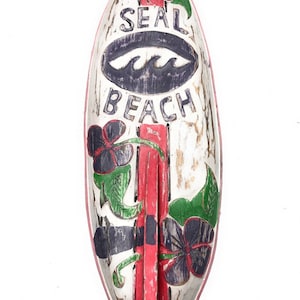 Seal Beach Surf Sign 20&quot; w/ Fin - Surfing Decor Accents | #bds1208750
