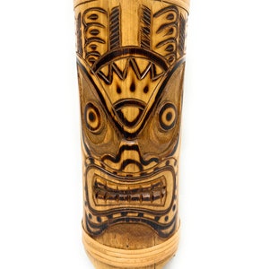 Tiger Bamboo Tiki Vase 12" - Tropical Decor
