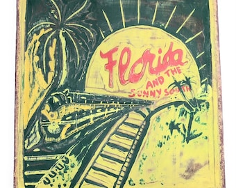 Florida And The Sunny South Sign 14" - Vintage Replica Old School | #bds1209035