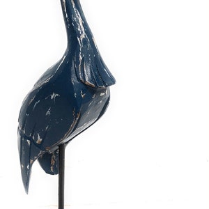 Decorative Heron Bird 14&quot; Wooden - Blue Rustic Nautical Decor | #ort1705034b