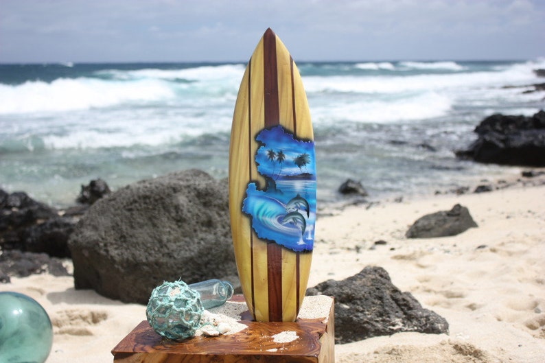 Surfboard W/ Dolphins 20" - Surf Decor Hawaii - Trophy | #lea05b50 - Etsy