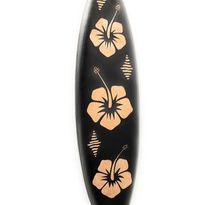 Wooden Surfboard w/ Hibiscus Flowers 30&quot; - Surf Decor | #sur16g75