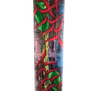 Heliconia Flower Painting on Wood Planks 40&quot; X 8&quot; Rustic Wall Decor | #zon08a