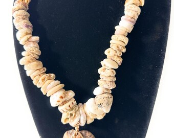Collar de concha Puka, 25,4 cm con concha de cauri cabeza de serpiente / #pn026
