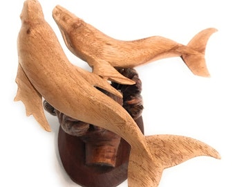Swimming Humpback Whales W/ Driftwood Base 6
