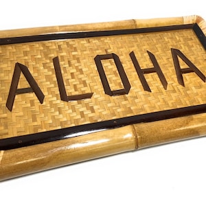 Aloha Bamboo Sign 22" X 12" - Tropical Decor | #bag1500955