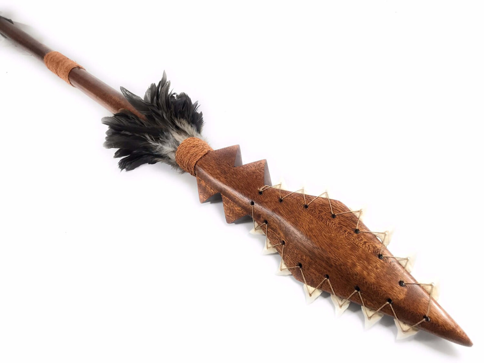 Thick King Kamehameha Koa Spear 60 w/ 14 Shark Teeth Etsy