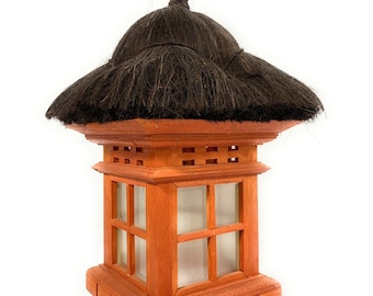 Balinese Lantern 24" w/ Coconut Husk Roof & Glass Siding | #tks01