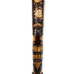 Happiness Tiki Totem 60&quot; w/ Swimming Turtles - Hand Carved | #bag15071150