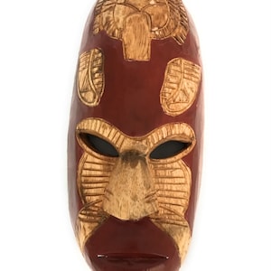 Fijian Tiki Mask w/ Carved Turtle - 12&quot; Ocean Tiki Polynesian Art | #mdr1900530