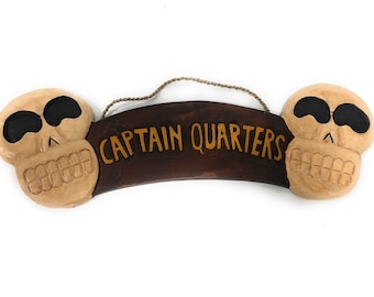 Captain Quarters Sign 24" w/ Skulls - Crossbones Decor | #dpt526660