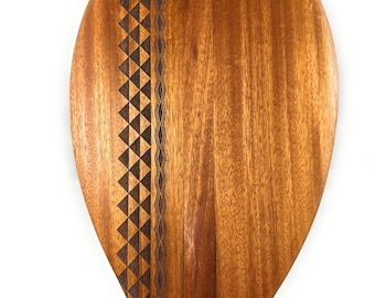 Blonde Koa Paddle 60 inch Steersman with Custom Tribal Etching | #koa7460