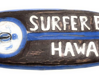 Surfer Boy, Hawaii Rustic Surf Sign 20" - Surfing Accents | #bds1206450