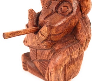 Monkey Carved 4.5" Smoking No Smoking Bad Monkey Business | #raw01