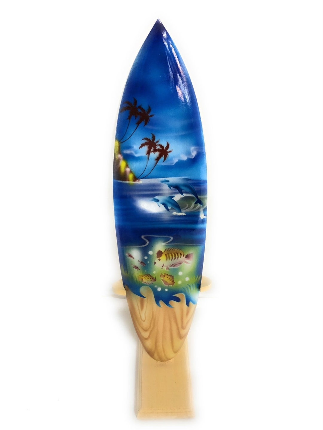 Surfboard W/ Stand Island Sealife Design 16" - Trophy - Etsy