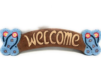 Welcome Sign 22" w/ Slippers - Entry Sign | #bag1502255