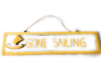 Gone Sailing 12" Sign - Rustic Coastal Decorative Blue | #Ort1703730y