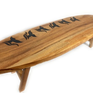 Surfboard Coffee Table With Hand Carved Whale Tail 45 Inch X 15 Inch X 15 Inch - Pool Decor | #pds23001c