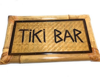 Tiki Bar bamboo Sign 22 in X 12 in - Tropical Decor | #bag1500755