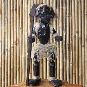 Primitive Male Tiki Warrior Chief 20&quot; - Tribal Tiki Decor