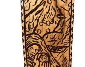 A Stormy Birth Wood Panel 30" X 12" King Kamehameha - Polynesian Wall Art | #dpt5050