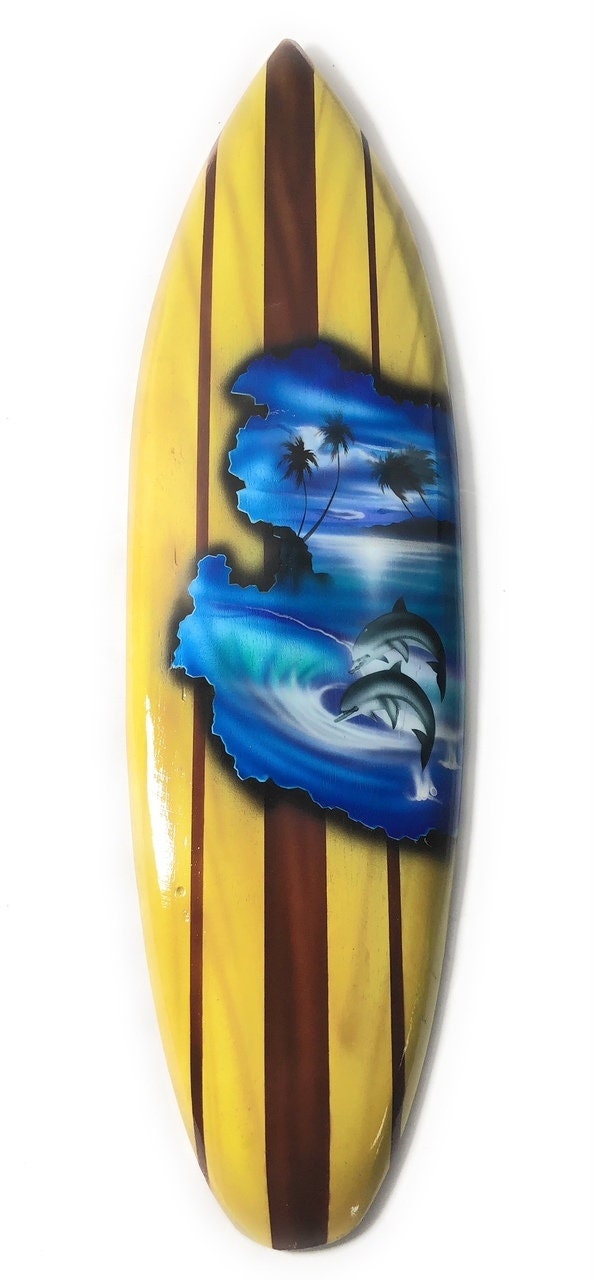 Surfboard W/ Dolphins 20" - Surf Decor Hawaii - Trophy | #lea05b50 - Etsy