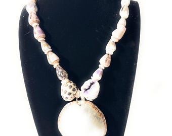 Collar de concha Puka/Cone de 43 cm con Opii grande auténtico - Artista local / #pn011