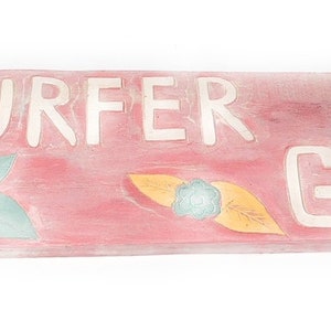 Surfer Girl Sign 40&quot; - Rustic Pink w/ Plumeria Flowers | #dpt5039100