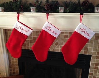 One 17" Embroidered Personalized Felt Christmas Stocking